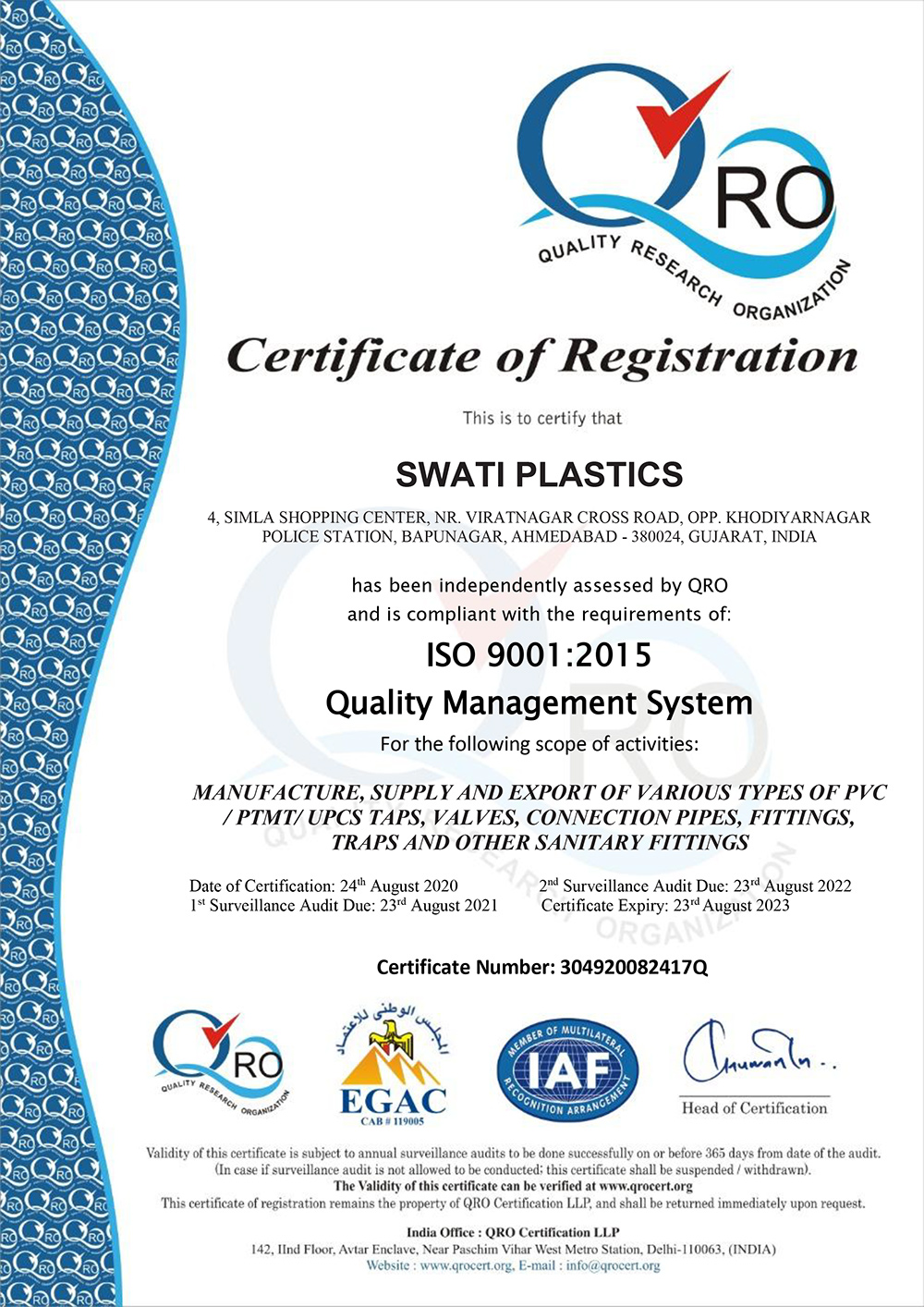 SWATI-PLASTICS-QRO-EGAC-9001